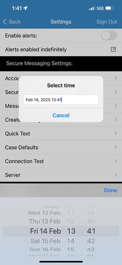 eB disabling alerts schedule time picker